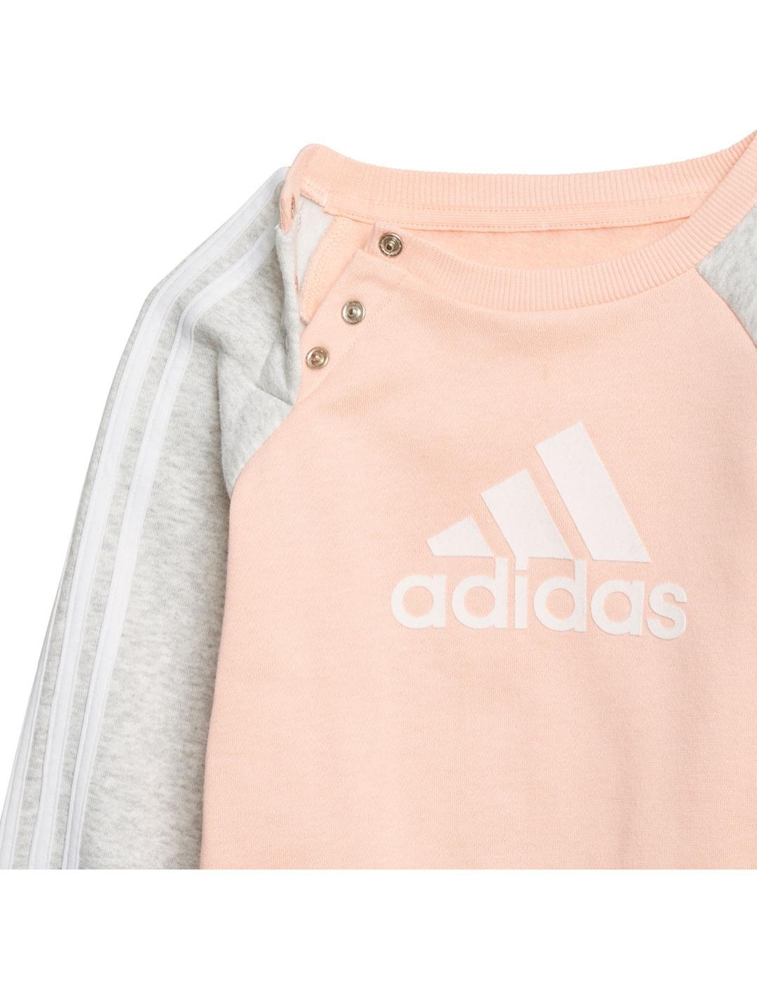 Chandal Niña adidas Logo Jog Rosa Gris
