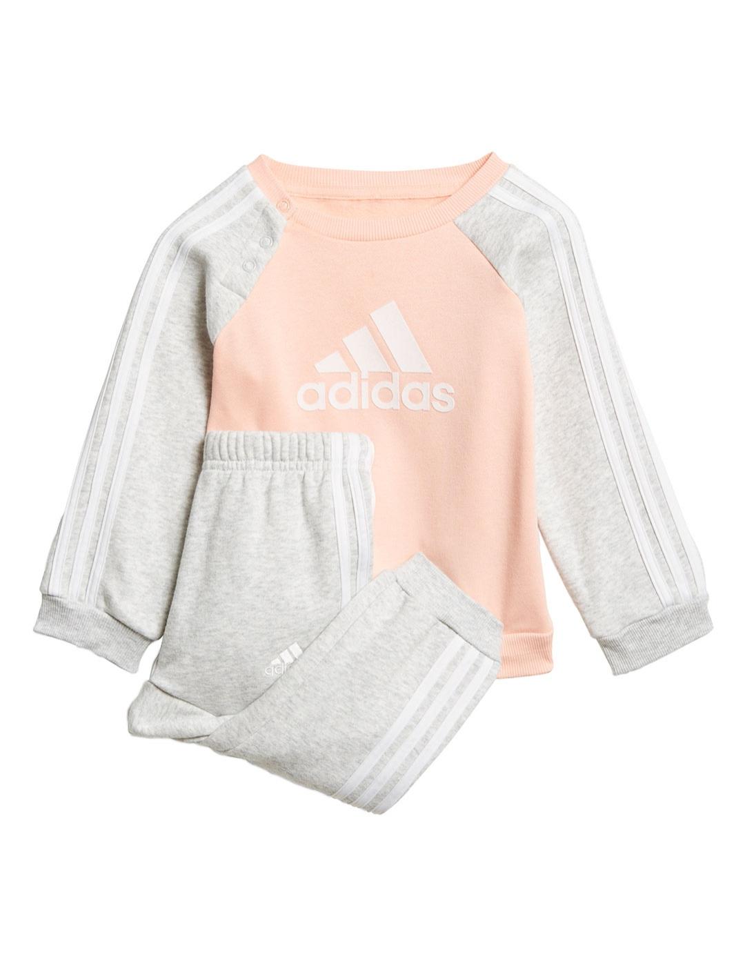 Chandal Niña adidas Logo Jog Rosa Gris