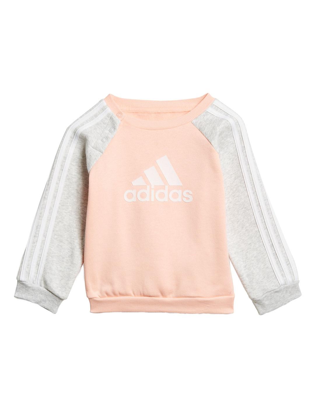 Chandal Niña adidas Logo Jog Rosa Gris