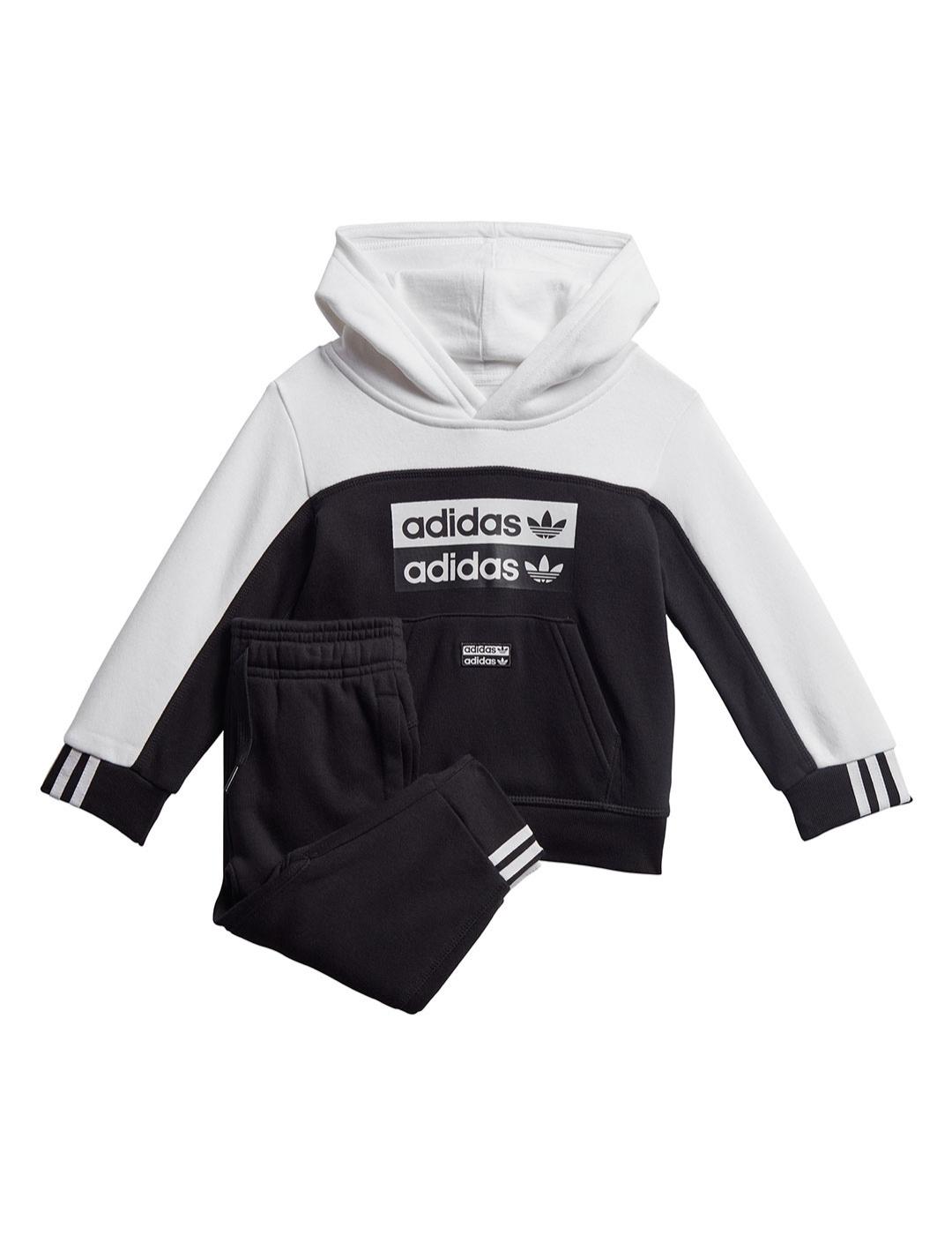 Chandal Niño adidas Set Negro Blanco