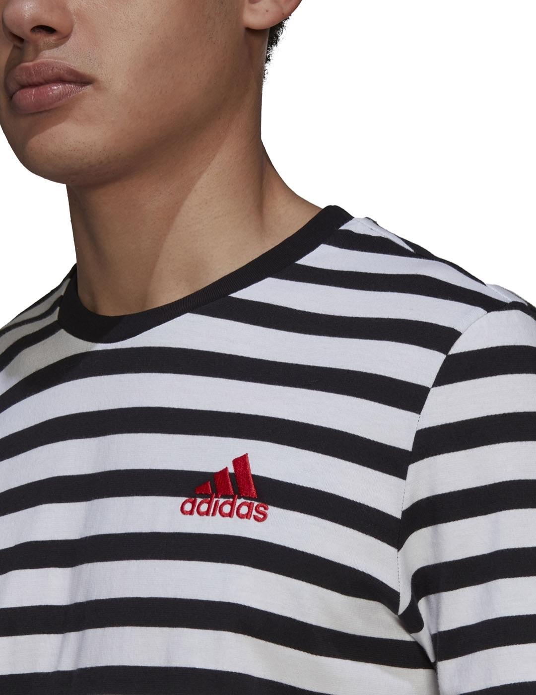 Camiseta Hombre adidas Stripy SJ Negro/Blanco