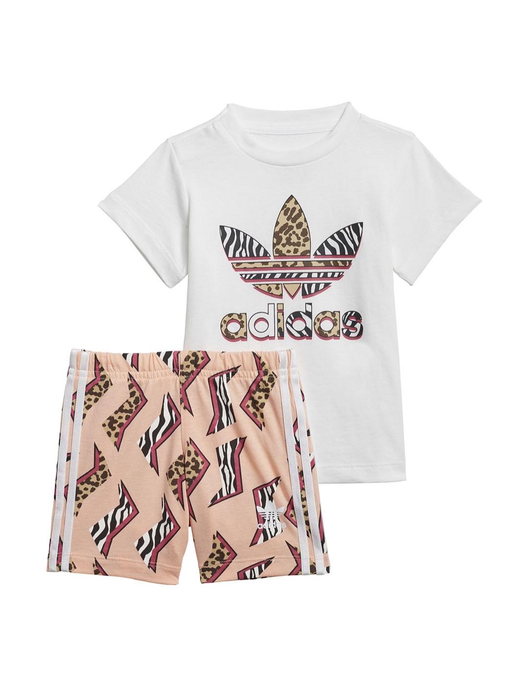 Conjunto Niña adidas Tee Blanco Rosa