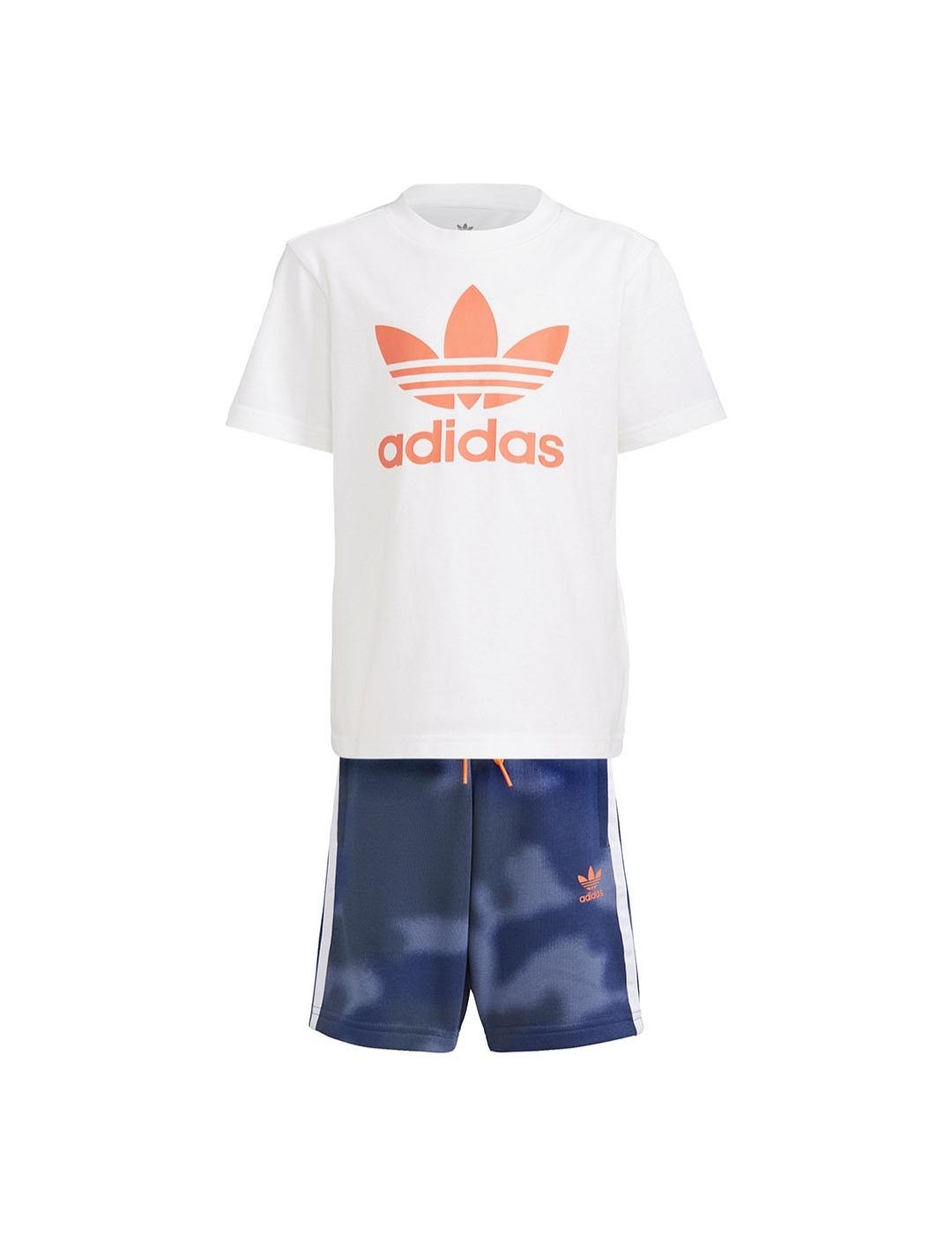 Conjunto Corto Niño adidas Blanco/Marino/Naranja