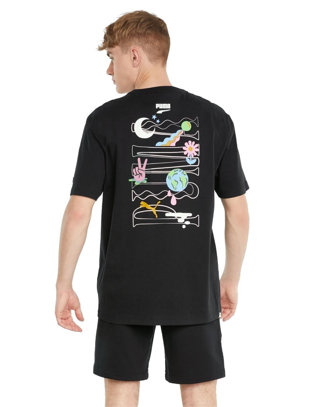 Camiseta Hombre Puma Downtown Negra Rosa