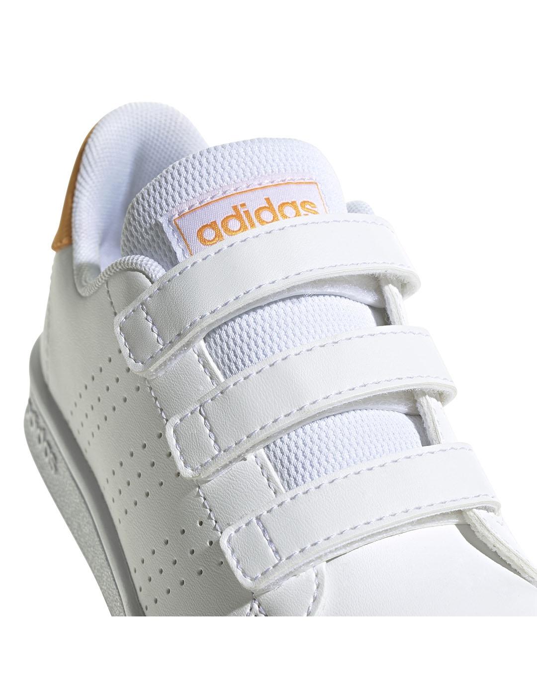 Zapatilla Niño adidas Advantage Blanca Naranja